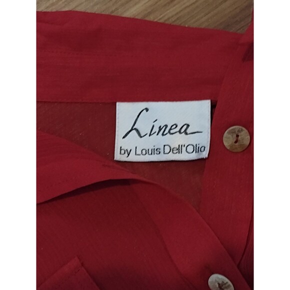 Linea By Louis Dell'Olio Red Sheer Button Front Blouse Size 1X - Picture 8 of 15